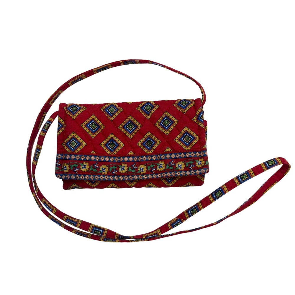 Vera Bradly‎ Villa Red Organizer Purse Crossbody Shoulder Bag Walket Retired